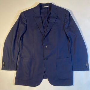 Ermenegildo Zenga Made In Spain Size 52 (US 42R) Navy Blue Wool Silk Blazer